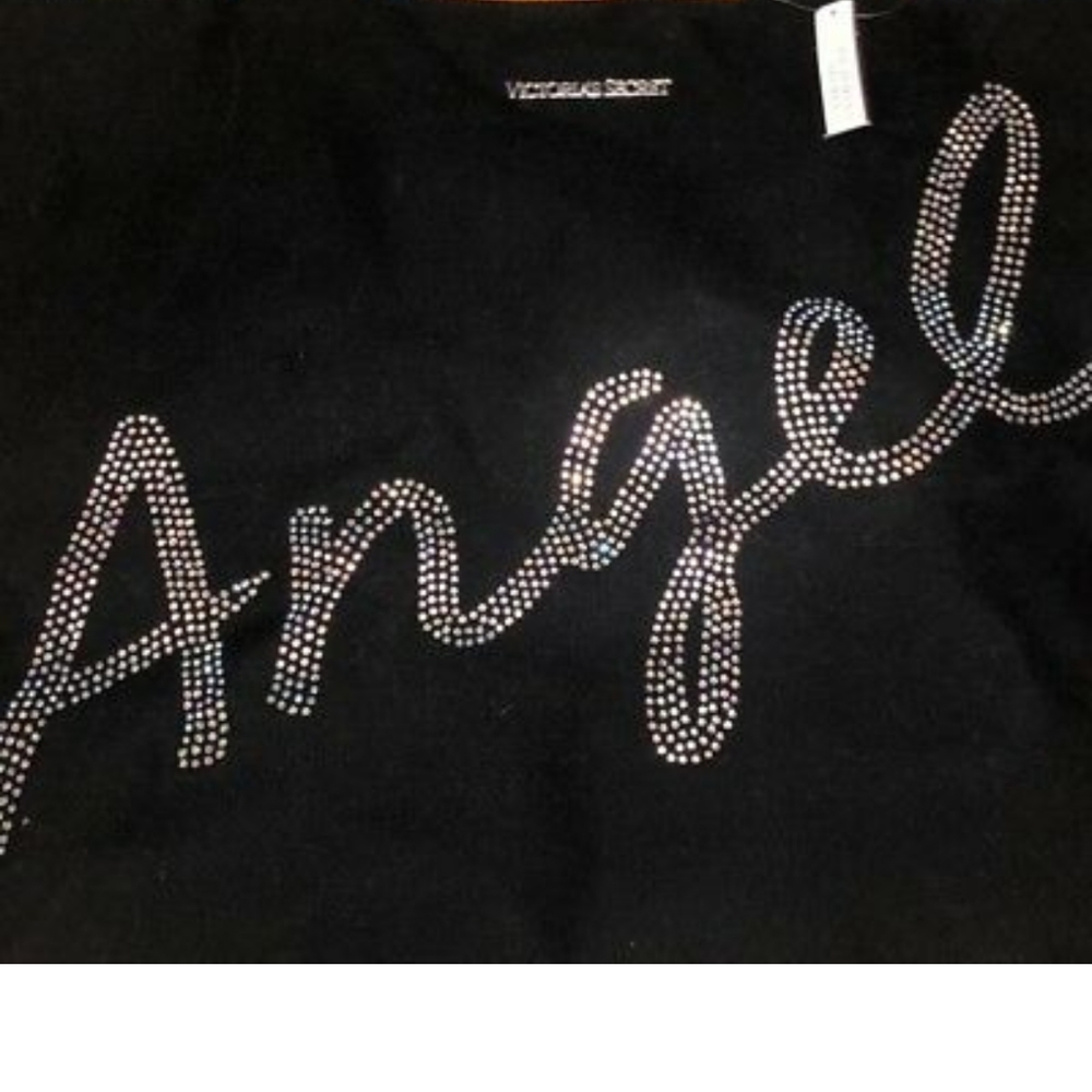 Victoria's Secret Angel XLarge Black Canvas Tote - Picture 3 of 8